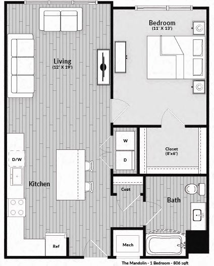 The Mandolin Floorplan at The Harrison, Newtown Square, PA
